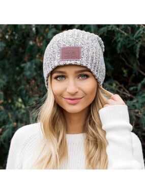 Love Your Melon Speckled Black and White Knit Beanie
